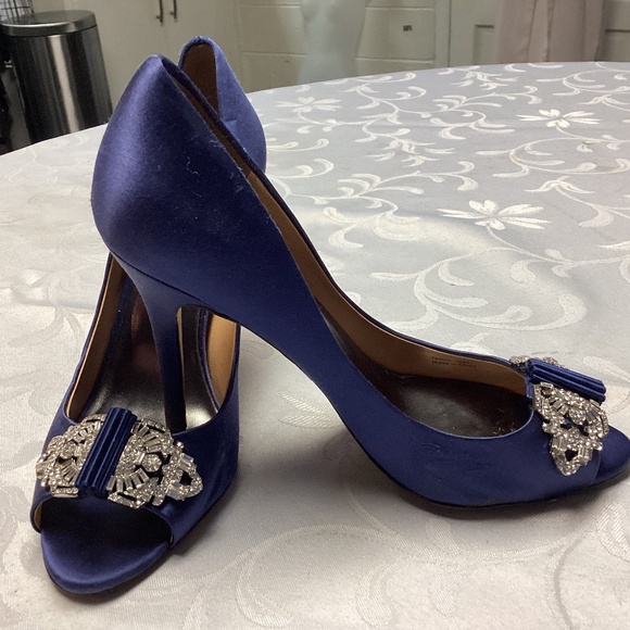 Badgley Mischka Heels RICH ROYAL BLUE. RHINESTONES TOO - Picture 1 of 13